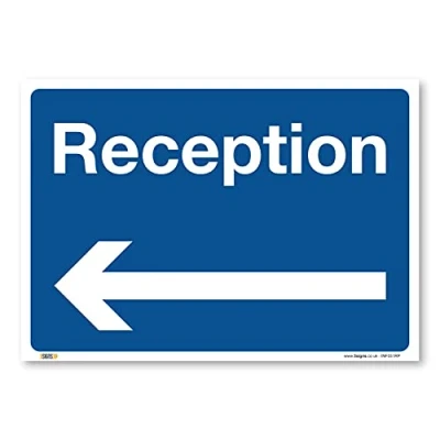 Image of Reception arrow left, A3 420x297mm, PVC Rigid Plastic, Deliveries access, Warehouse Information Safety Signs