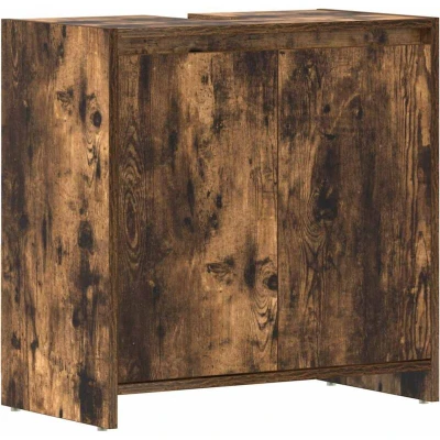 Image of vidaXL Bathroom Cabinet Smoked Oak 60x33x61 cm Engineered Wood