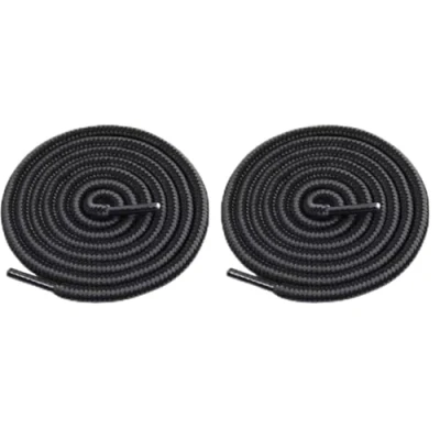Image of Black Round Boot laces Shoelaces Strong 2pk 140cm/55&quot; For Work Boots, Walking Hiking Shoes Steel Toe Caps, Grafters, Safety Boots