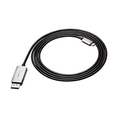 Image of Amazon Basics DisplayPort to USB C Cable, 4Kx2K@60Hz, Aluminum Housing, 1.8 m, Black