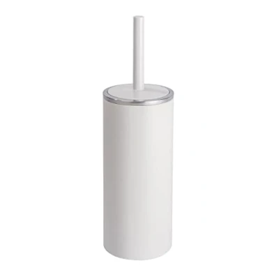 Image of WENKO Inca Toilet Brush and Holder, ABS, White/Chrome, 10.5 x 34 cm