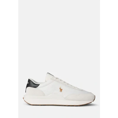 Image of Polo Ralph Lauren Train 89 Suedepaneled Sneaker Trainers, Men&#039;s, Size: 2, Deckwash white/multi Leather and textile