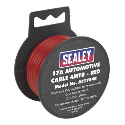 Image of Sealey Automotive Cable Thick Wall 17A 4m Red