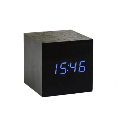 Image of Gingko Design Alarm Clock, Wood, Black, One Size