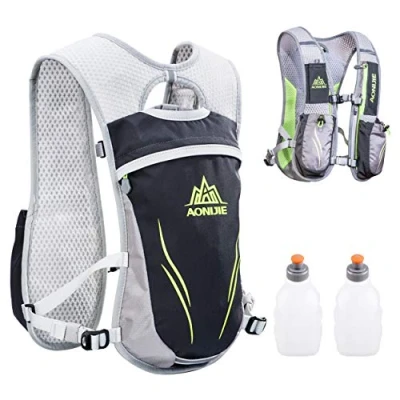 Image of TRIWONDER Hydration Backpack 5.5L Pack Water Vest Running Bag for Cycling Marathon Hiking (Grey with 2 Bottles)