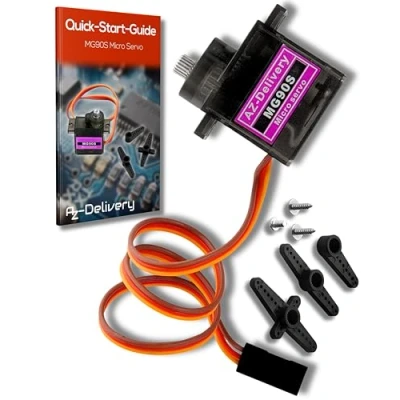 Image of AZDelivery Micro Servo Motor Gearbox 4.8V 6V compatible with MG90S 9G for Smart Car Robot Helicopter Boat Plane Geared Arduino Including E book!