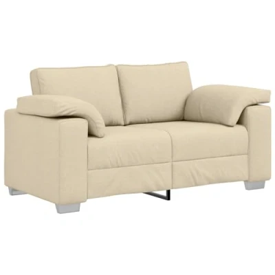 Image of vidaXL Fabric Loveseat Cream Rectangular Tufted Sofa Couch for Living Room or Apartment 160x77x82 cm Durable Metal Frame