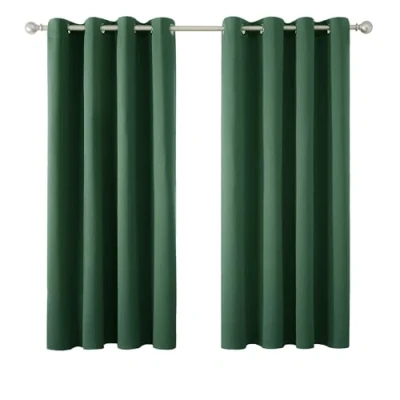 Image of Deconovo Room Darkening Curtains Eyelet Blackout Thermal Insulated for Boys Bedroom Dark Green 42 x 54 Inch 2 Panels