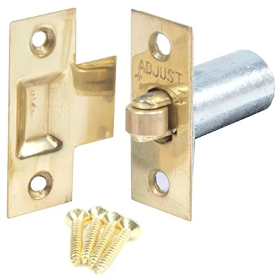 Image of Adjustable Brass Roller Ball Door Catch Internal Spring Mortice &amp; Fixings