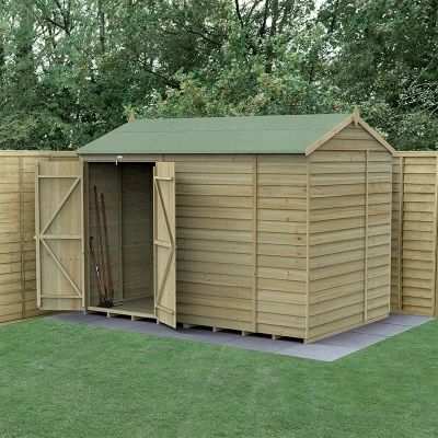 Image of 10&#039; x 6&#039; Forest 4Life 25yr Guarantee Overlap Pressure Treated Windowless Double Door Reverse Apex Wooden Shed (3.01m 1.99m)