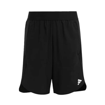 Image of adidas Boy&#039;s AEROREADY Shorts, Black/Silver Metallic/Grey Three, 15 16 Years