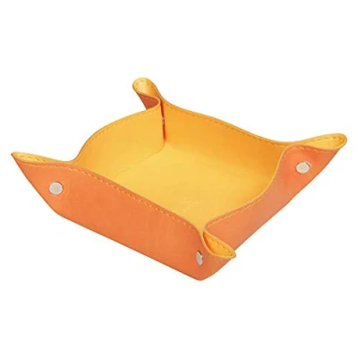 Image of RHODIA 318954C Tangerine Reversible Tidy Box 12x12x4.5 cm Orange Saddle Stitching, Magnetic Corners Faux Leather Rhodiarama Home Office Collection Organization &amp; Designer Storage