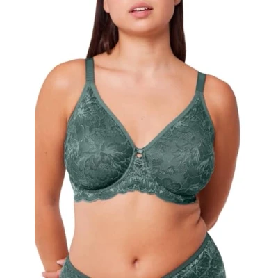 Image of Triumph Women&#039;s Amourette Charm Conscious W02 Bra, Opaque, Smoky Green, 32DD
