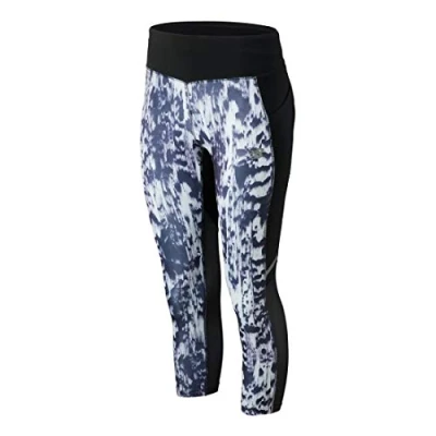 Image of New Balance Printed Impact Running Capri Pants White Print, Large