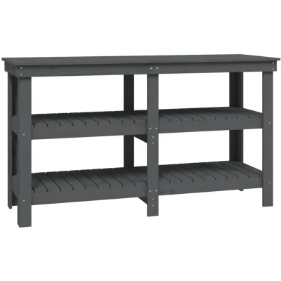Image of vidaXL Work Bench Grey 142.5x50x80 cm Solid Wood Pine