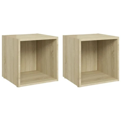Image of vidaXL TV Cabinets 2 pcs Sonoma Oak 37x35x37 cm Engineered Wood