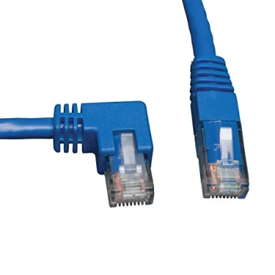 Image of Tripp Lite Left Angle Cat6 Gig Molded UTP Cable, RJ45 m to M, Blue, 3.05 (N204 010 BL LA)