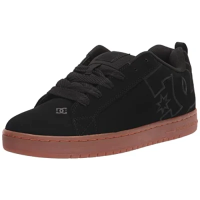 Image of DC Men&#039;s Court Graffik Casual Low Top Skate Shoe Sneaker, Black/Gum/Black, 10.5 UK