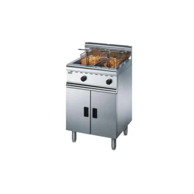 Image of Lincat Twin 12 Litre Tank Basket Free Standing Natural Gas Deep Fat Fryer J10, Stainless Steel, Temperature Range 110C to 190C, 1/2 inch Male Connection, Piezo Ignition E419 N