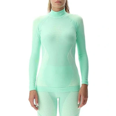 Image of UYN U100038 EVOLUTYON UW LG_SL Turtle Neck T Shirt Women&#039;s Light Green/White/White XS