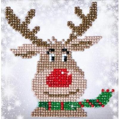 Image of DIAMOND DOTZ Painting, Beginner Kit, Fabric, Reindeer, 13.5 x 13.5cm