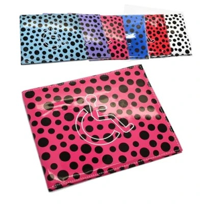 Image of AlezyB 1x Dotted Dark Pink Disabled Badge Holder, PU Leather Wallet Protector Parking Permit Cover Holder