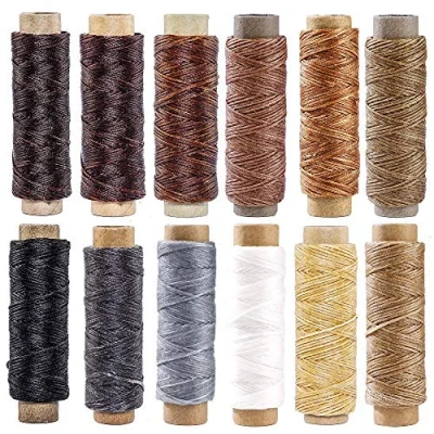 Image of ISIYINER Leather Waxed Thread Cord 393 Yards 150D Sewing for Craft DIY 12 Colors, Each Roll of 32.8