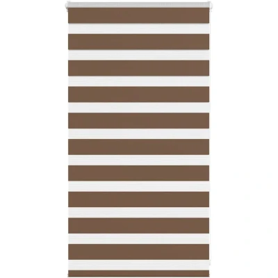 Image of vidaXL Zebra Blind Brown 85x100 cm Fabric Width 80.9 Polyester