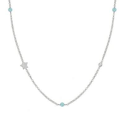 Image of Nomination Necklace Gioie collection in 925 Sterling Silver with Cubic Zirconia and Jade. Star