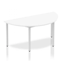 Image of Impulse 1600mm Semi Circle Table White Top Silver Box Frame Leg BF00125