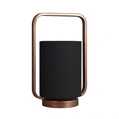 Image of MiniSun MinSun Contemporary Copper Metal Lantern Frame Black Cylinder Table Lamp