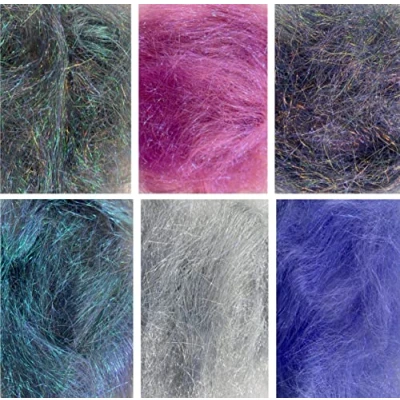 Image of Molten Designs Pack 6 Angelina Hot Fix Fibres Silver, Peacock, Calypso, Purple Forest, Black Sparkle, Sugarplum