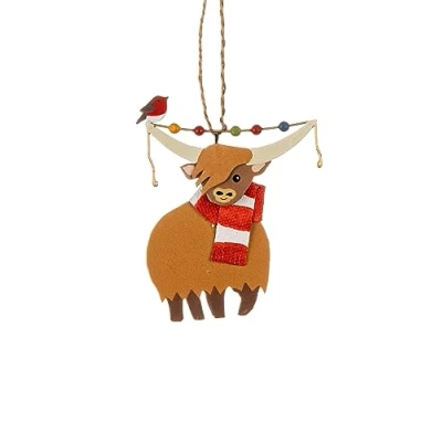 Image of Shoeless Joe Highland Cow Christmas Tree Decoration