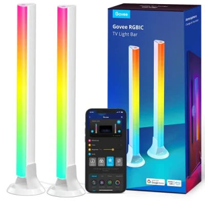 Image of Govee RGBIC TV Light Bars, WiFi Backlight with Double Beads, 38cm, Smart Bars Multiple Placement Options Suitable for 45 70 inch TVs, Work Alexa and Google Assistant, White