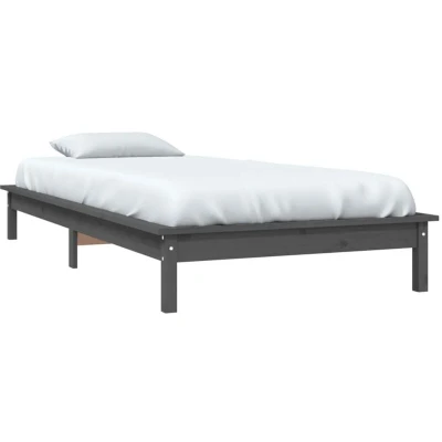 Image of vidaXL Bed Frame without Mattress Grey Solid Wood 75x190 cm Small Single