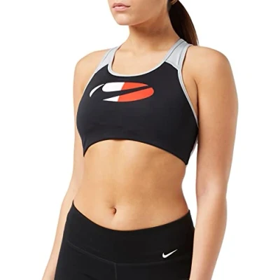 Image of Nike DD1201 W NK DF SWSH CB LOGO bra Sports women&#039;s black/white/lt smoke grey/black L
