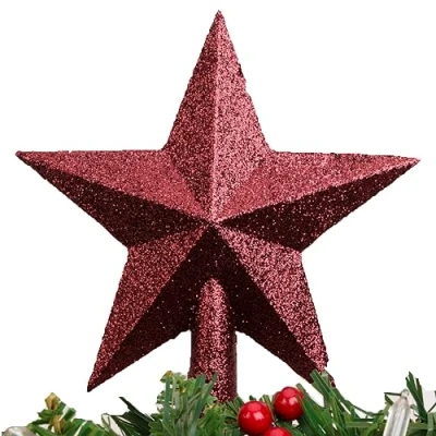 Image of Christmas Concepts® 20cm Glitter Tree Top Star Decoration Topper (Rioja Red)