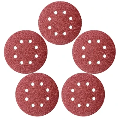 Image of 50 Pcs 125mm Sanding Discs Pads, Premium 8 Hole 80 Grit Hook and Loop Sandpaper Sheet for Random Orbital Sander.