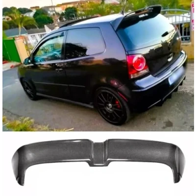 Image of Auto Perfectionists UK Rear Roof Spoiler Compatible With VW Polo MK4 9N 2001 2009 Oettinger Style ABS Carbon Fibre