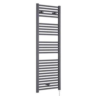 Image of Nuie Radiator MTY155 Modern Bathroom 750 Watt Heated Electric Ladder Towel Rail, 1375mm x 480mm, Anthracite