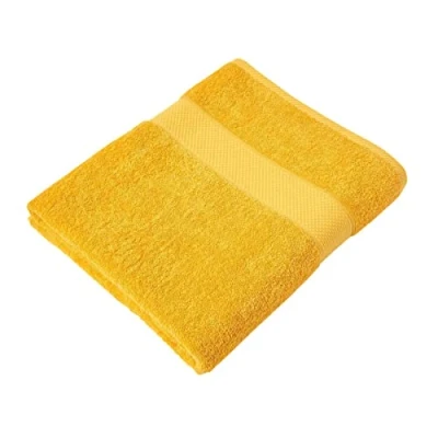 Image of HOMESCAPES Ochre Yellow Turkish Cotton Jumbo Towel Super Soft Thick &amp; Absorbent 500 GSM Heavy Weight for everyday Luxury