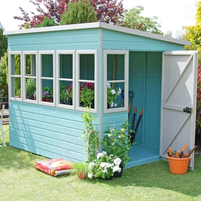 Image of 8&#039; x Shire Sun Pent Wooden Garden Potting Shed (2.58m x2.55m)