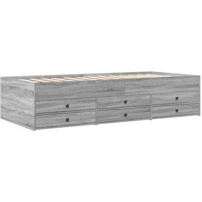 Image of vidaXL Daybed with Drawers without Mattress Grey Sonoma 100x200 cm