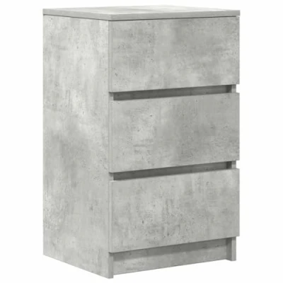 Image of vidaXL Bedside Cabinet 3 Drawer Nightstand/Table Concrete Grey Engineered Wood 39x35x65cm Modern Freestanding Bedroom Furniture