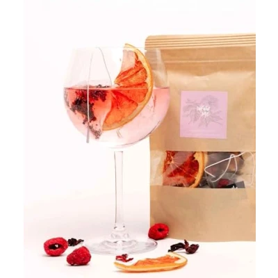 Image of INFUSE ME Gin, Cocktail and Mocktail Infusion Bags with Garnish Make Your Own Delicious Flavoured Cocktails 6 sachets for Gin Drinks the finest Botanicals Spices (PINK ME)