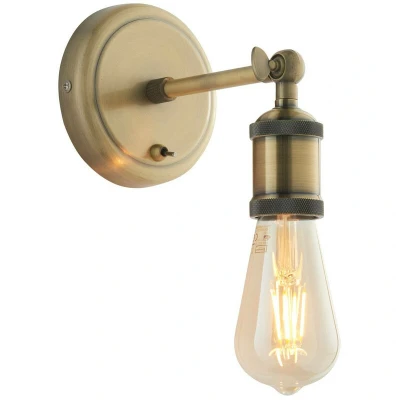Image of Endon Hal Metal Wall Lamp, Antique Brass Plate
