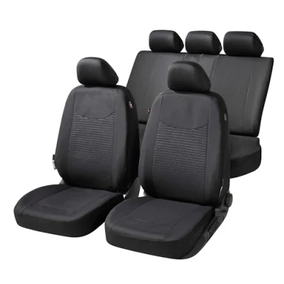 Image of Walser Speedway Car Seat Covers with Zip, Zipp IT Protective Complete Set, 2 Front Covers, 1 Rear Cover, Black, 11859