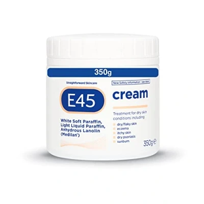 Image of E45 Cream 350 g for Dry, Irritated Skin Moisturiser to Soothe Dry &amp; Sensitive Dermatologically Tested Eczema Dermatitis Non Greasy Body Face Hand Clinically Proven