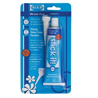 Image of Stick it Silicone Glue Tube, Clear, 80ml, Tube for Home Craft and School Supplies, Card Making, Scrapbook Accessories Kids Craft, Adults