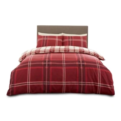 Image of GC GAVENO CAVAILIA Reversible Checkered Kingsize duvet cover sets, Luxury Botanical Geometric Quilt Covers with Pillowcases, Easycare Plaid Bedding Set Pillow Cases, Red